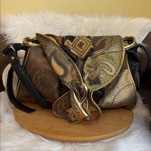 Alentino | Vintage Nas 80’s Retro Faux Leather Patchwork Crossbody Statement Bag